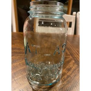 Vintage ATLAS Strong Shoulder MASON Jar Light Blue